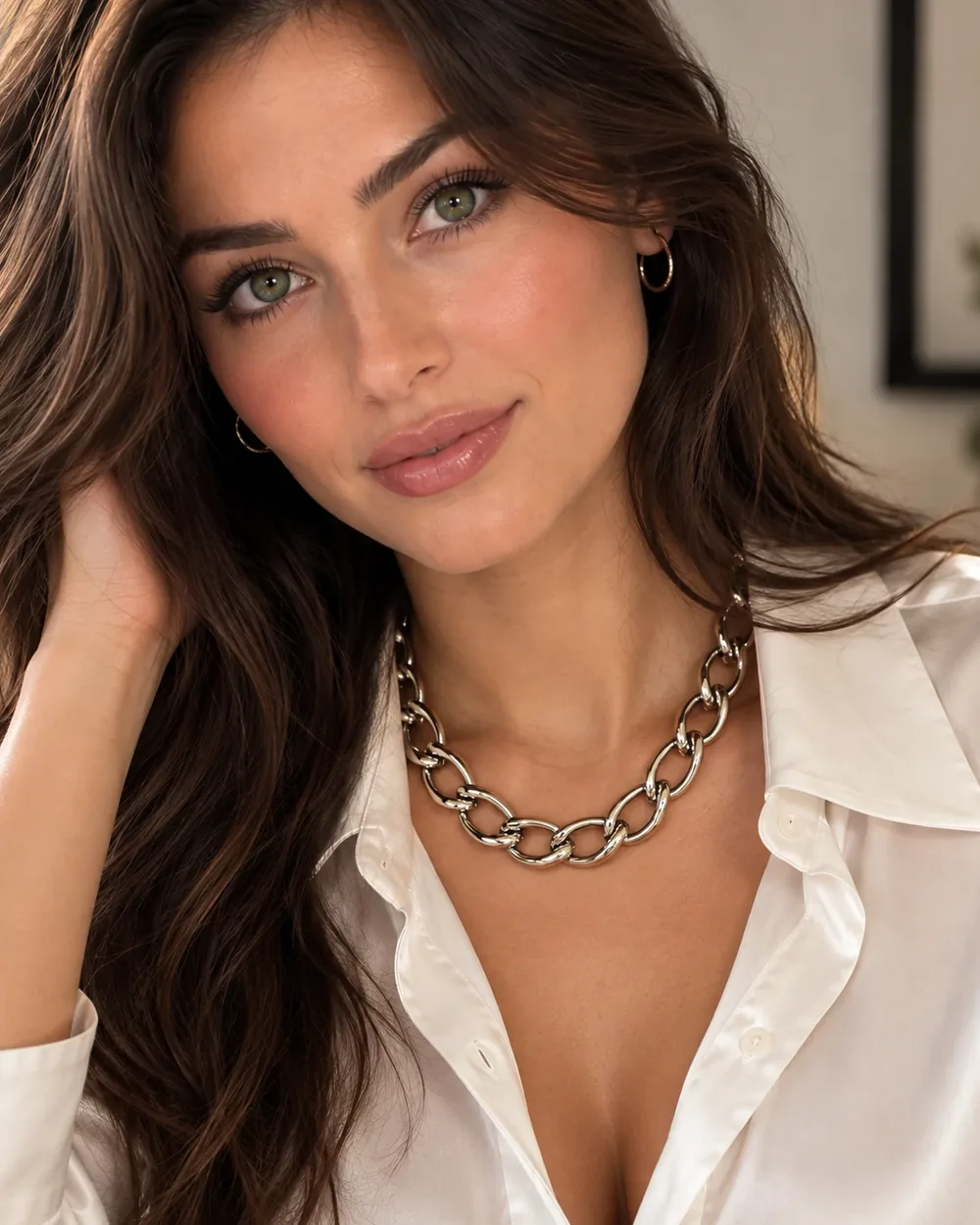 Polished Silver Chunky Chain Necklace, handcrafted jewelry