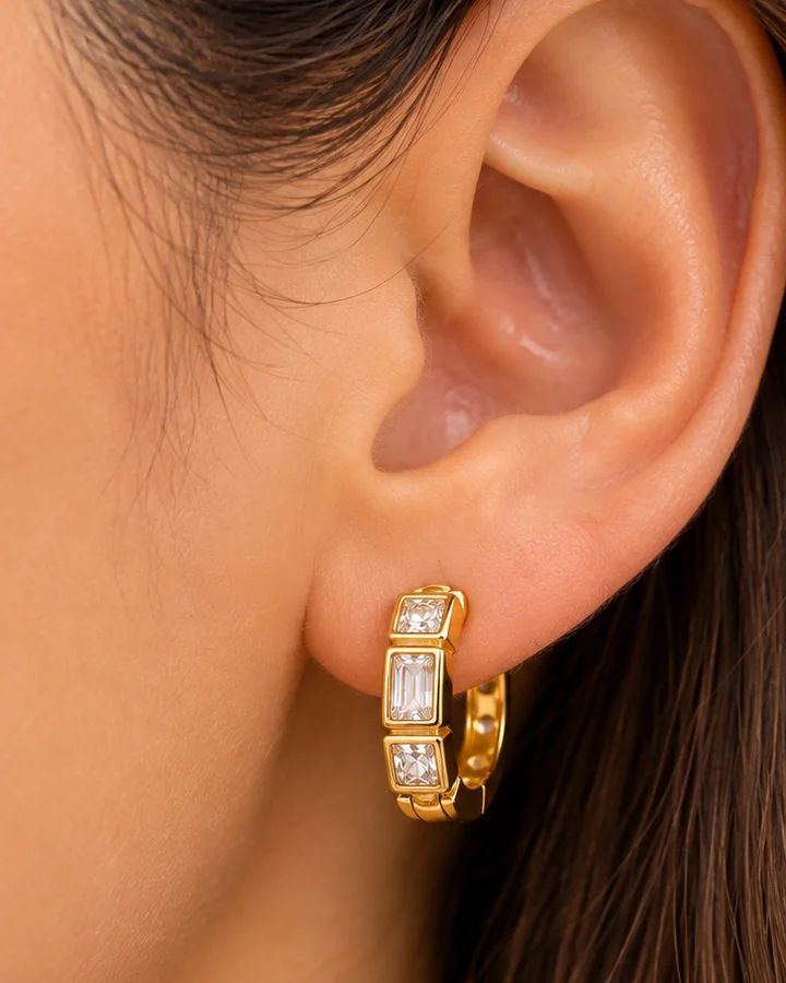 Gold Huggie Hoop Earrings, handcrafted jewelry